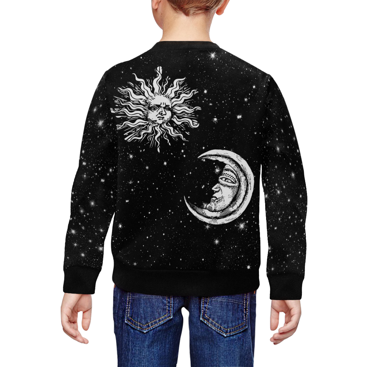 Mystic Sun and Moon All Over Print Crewneck Sweatshirt for Kids (Model H29)