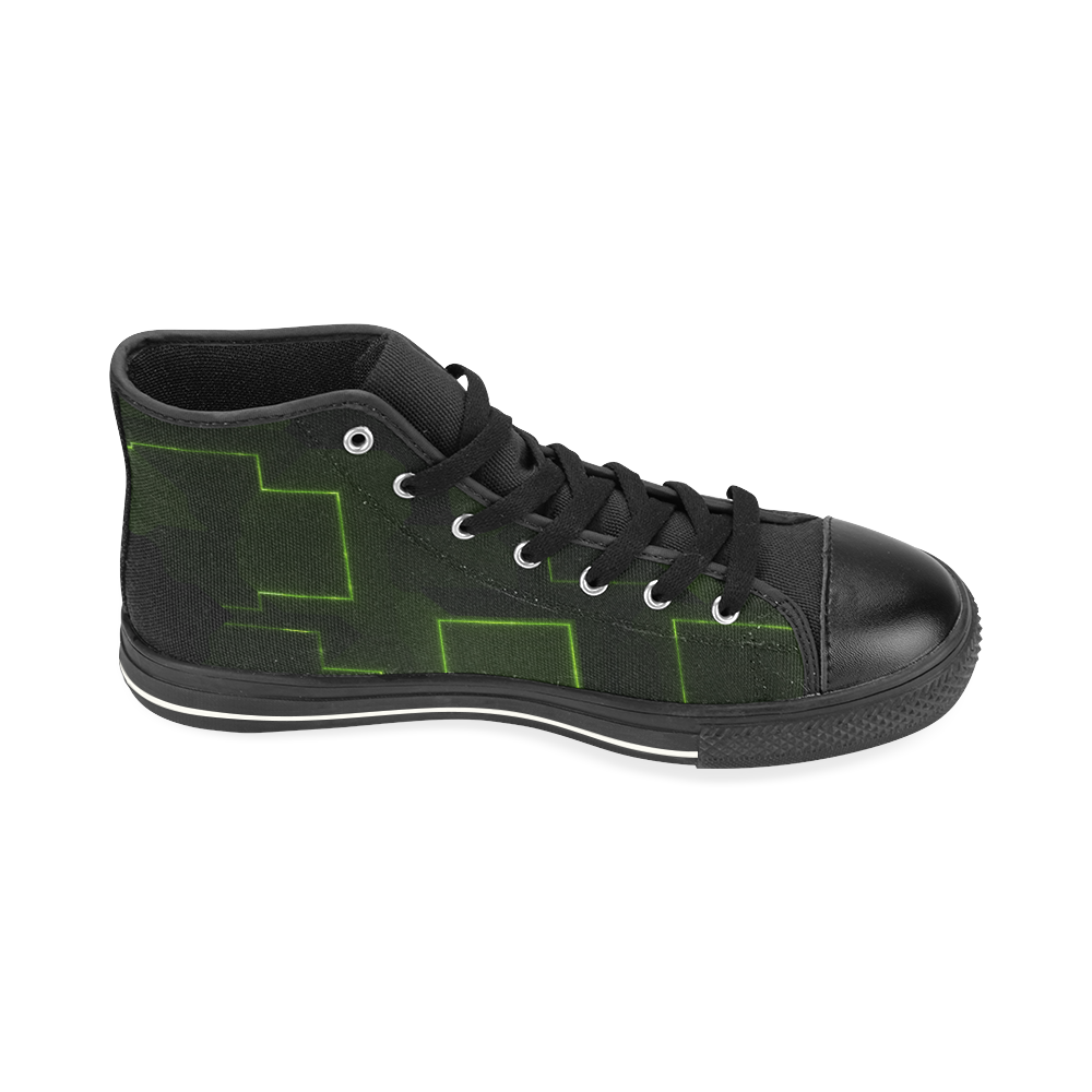 neon grid High Top Canvas Shoes for Kid (Model 017)