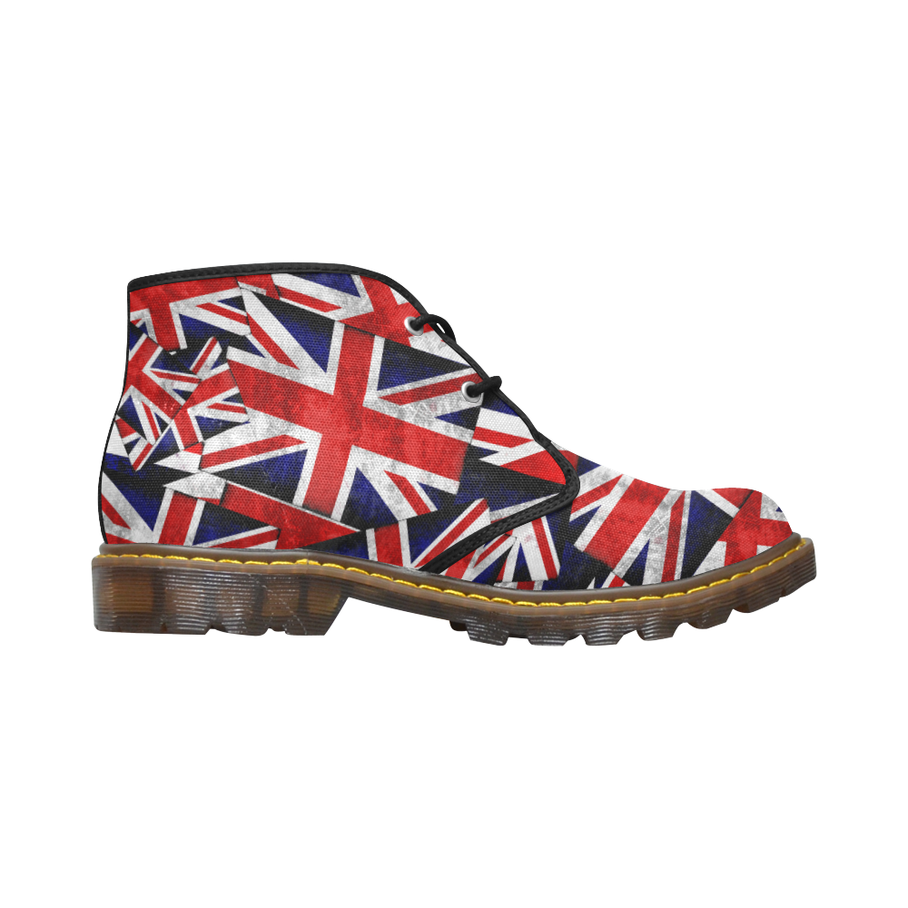 Union Jack British UK Flag Women's Canvas Chukka Boots (Model 2402-1)