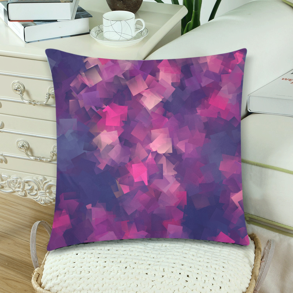 purple pink magenta cubism #modern Custom Zippered Pillow Cases 18"x 18" (Twin Sides) (Set of 2)