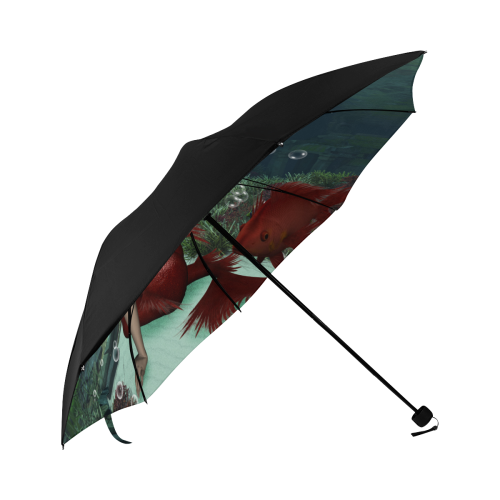 Beautiful mermaid and fantasy fish Anti-UV Foldable Umbrella (Underside Printing) (U07)