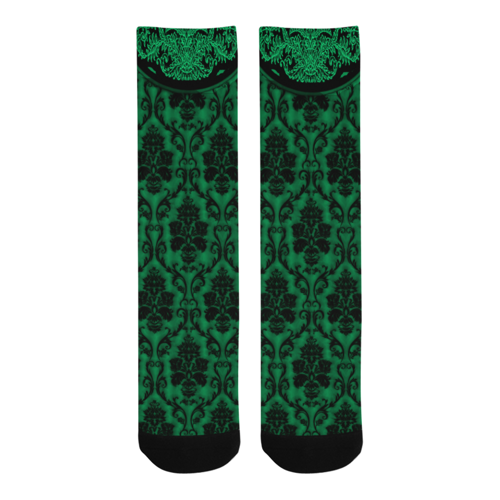 Gothic Victorian Black'n Turquoise Pattern Men's Custom Socks