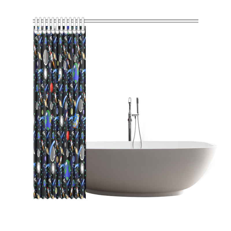 Galaxy Universe - Planets, Stars, Comets, Rockets Shower Curtain 69"x70"