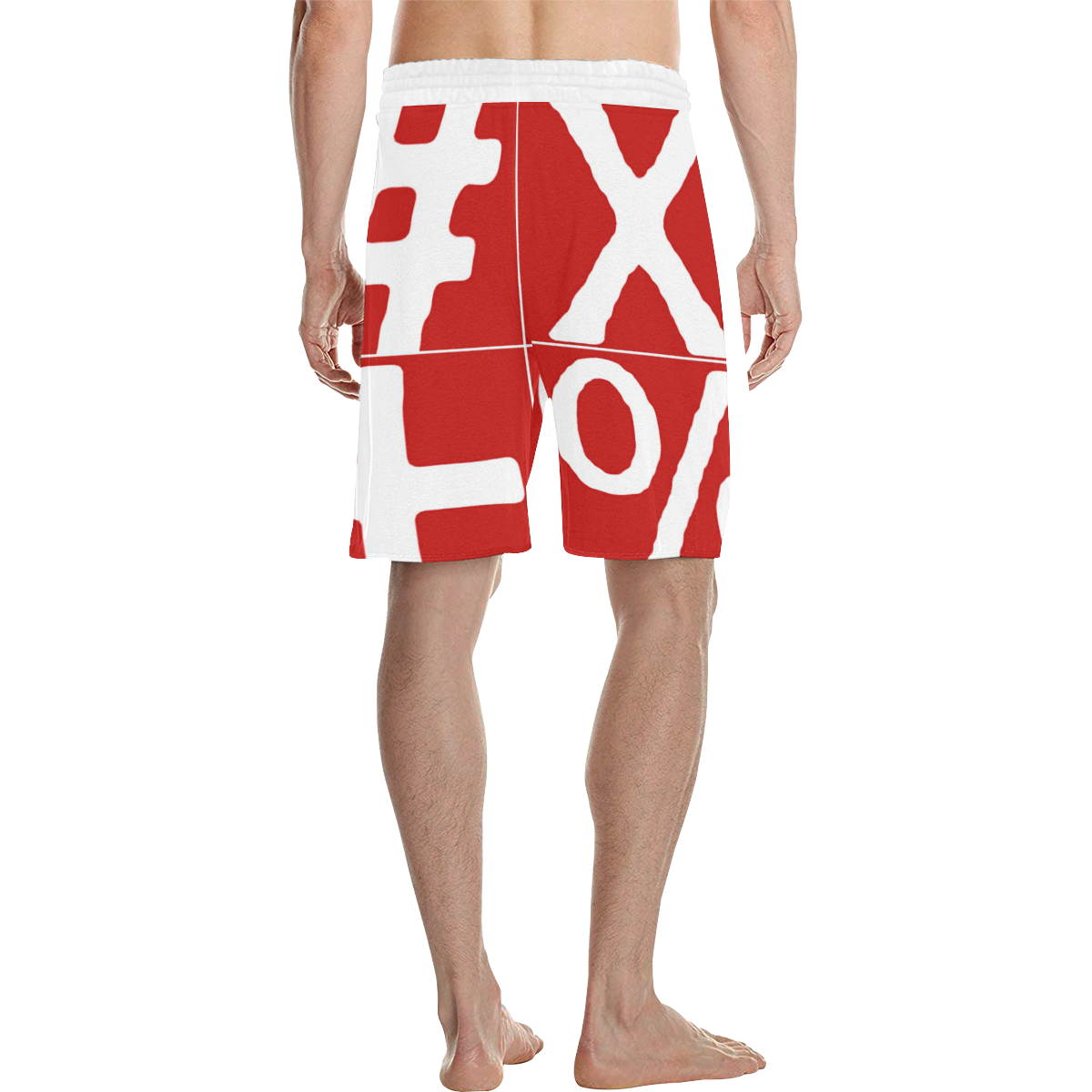 NUMBERS Collection Symbols White/Red Men's All Over Print Casual Shorts (Model L23)