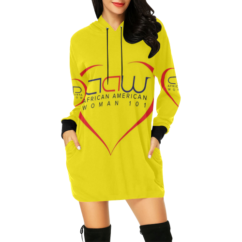 AAW101 Yellow Sweater Dress All Over Print Hoodie Mini Dress (Model H27)