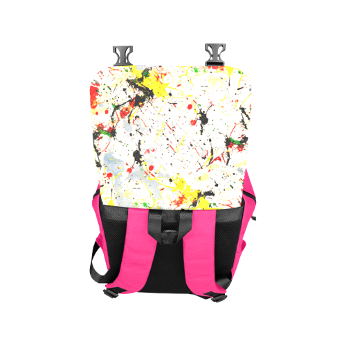 Yellow & Black Paint Splatter (Pink) Casual Shoulders Backpack (Model 1623)