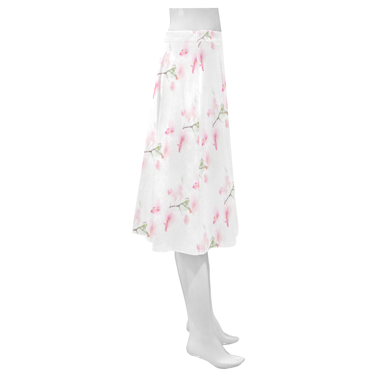 Pattern Orchidées Mnemosyne Women's Crepe Skirt (Model D16)