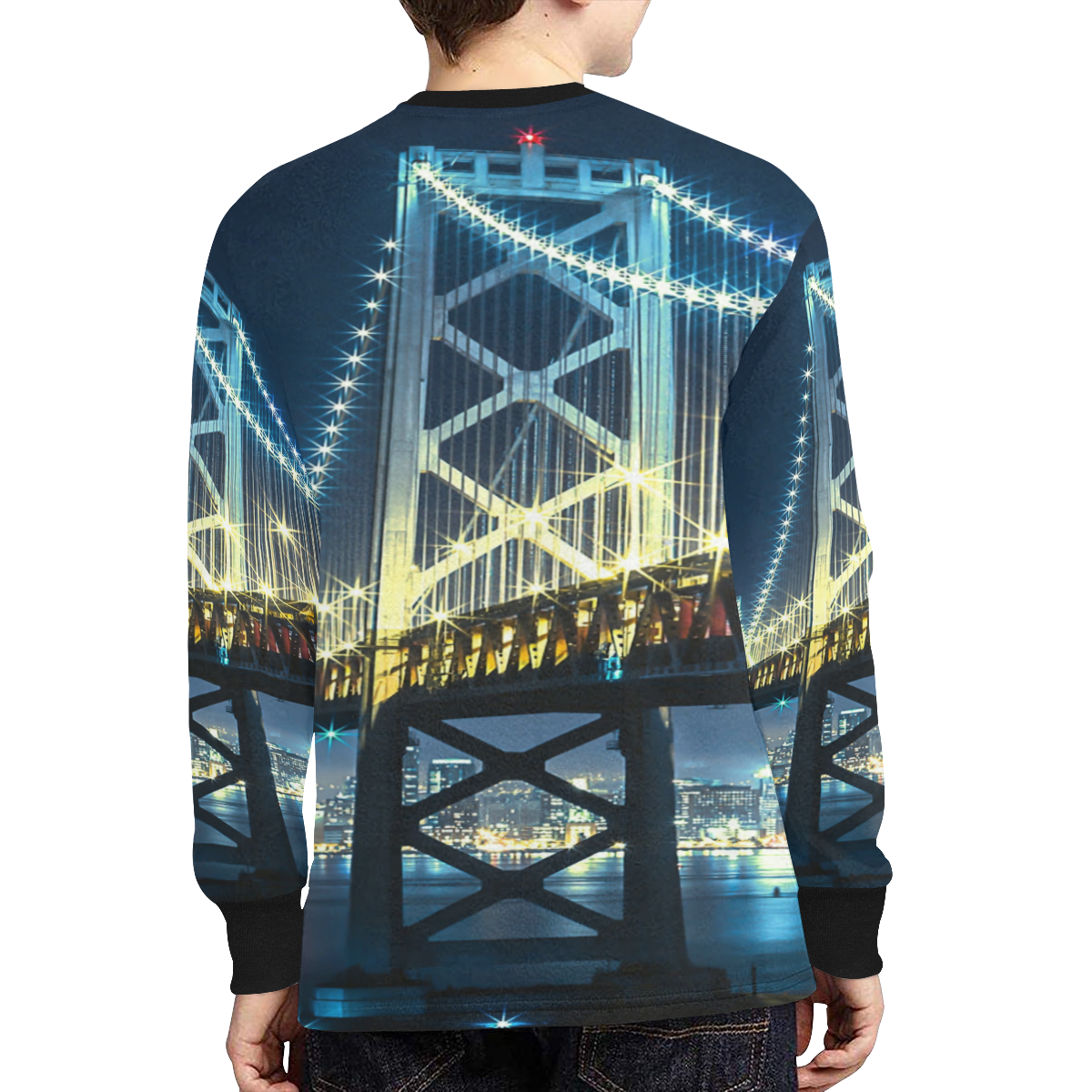 shiny bridge Kids' Rib Cuff Long Sleeve T-shirt (Model T64)