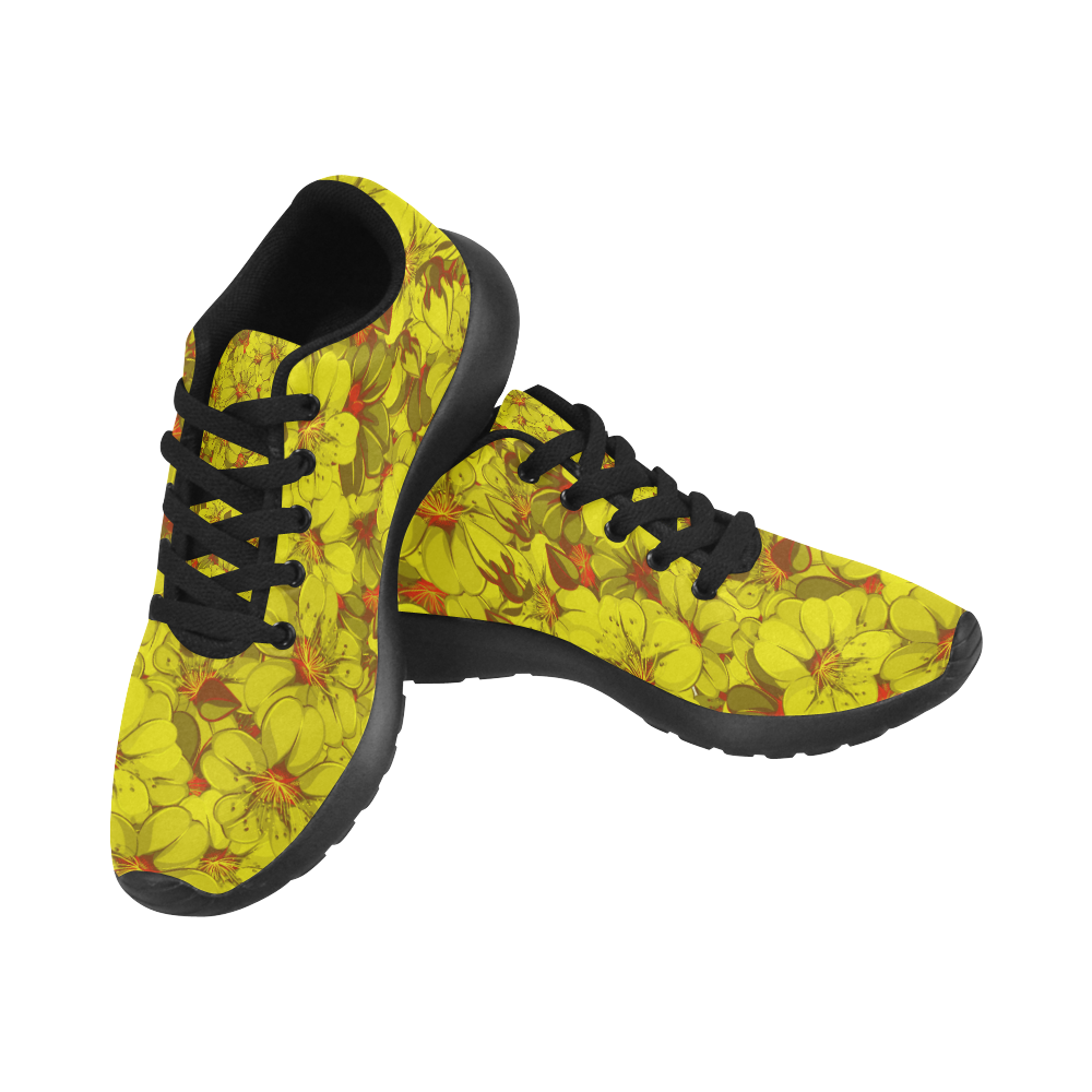 Yellow flower pattern Women’s Running Shoes (Model 020)