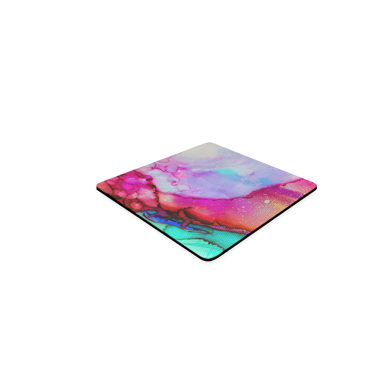 Red purple green ink Square Coaster