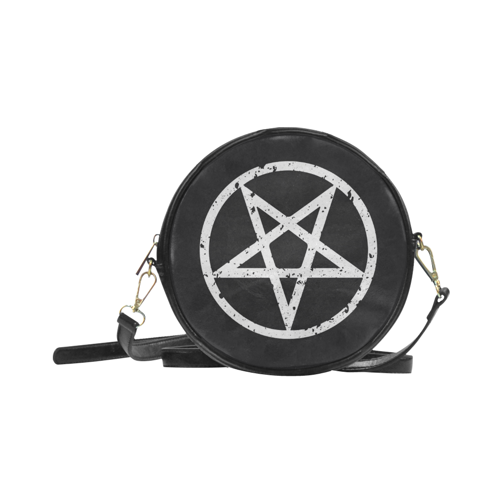 Awesome Gothic Reverse Pentagram Round Sling Bag (Model 1647)