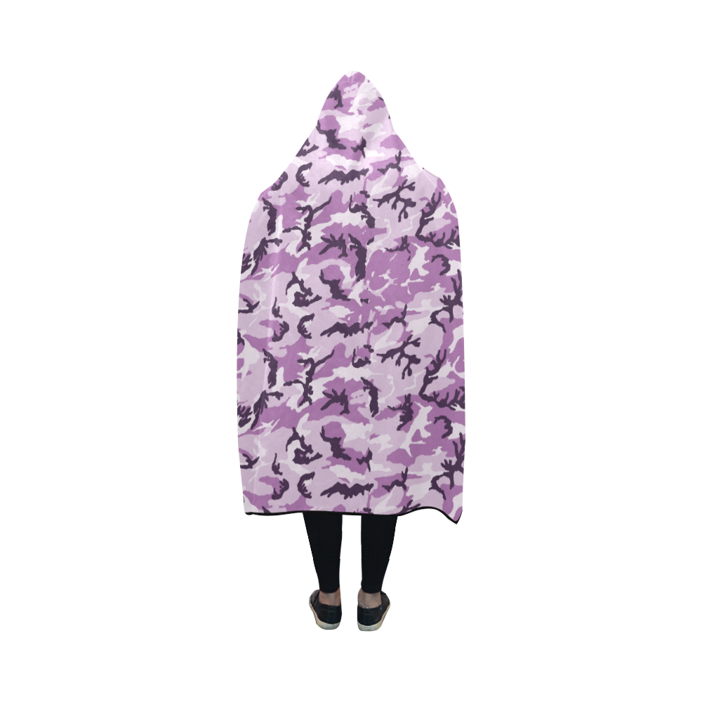 Woodland Pink Purple Camouflage Hooded Blanket 50''x40''