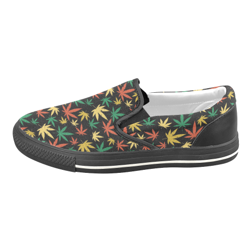 Cannabis Pattern Women's Slip-on Canvas Shoes/Large Size (Model 019)