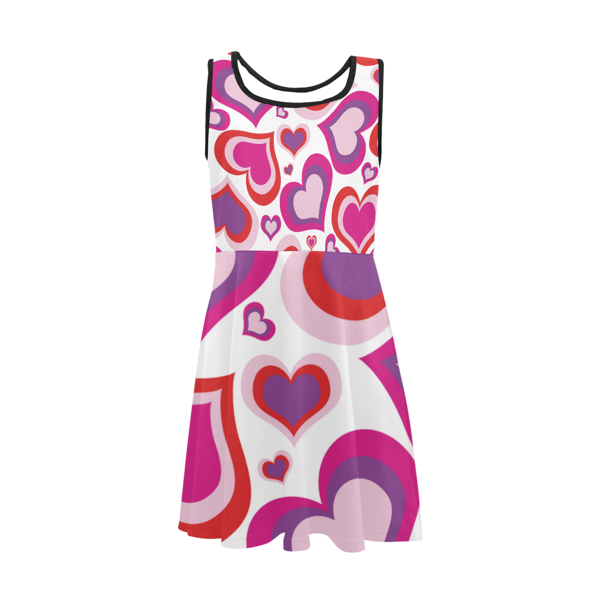 Pink hearts Girls' Sleeveless Sundress (Model D56)