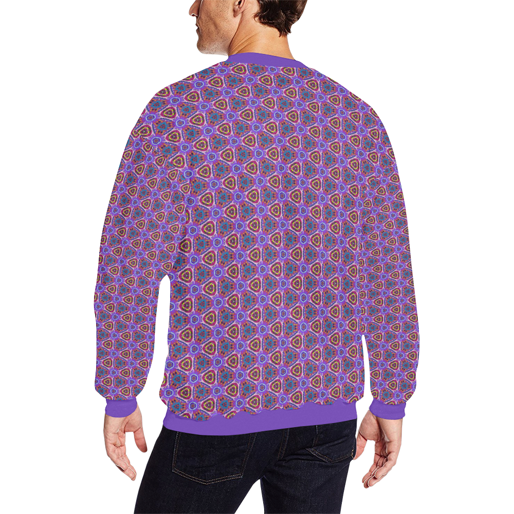 Purple Doodles - Hidden Smiles Men's Oversized Fleece Crew Sweatshirt/Large Size(Model H18)