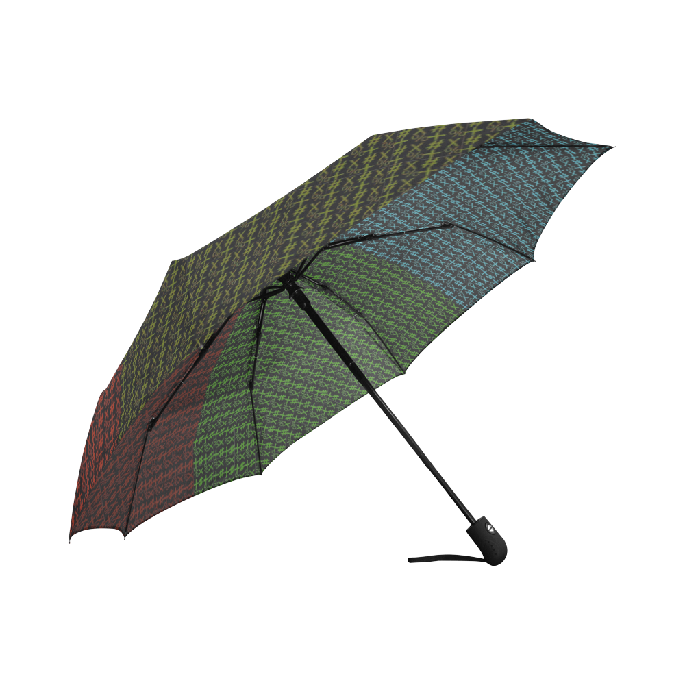 NUMBERS Collection Symbols 4 Gold/Teal/Red/Brown Auto-Foldable Umbrella (Model U04)