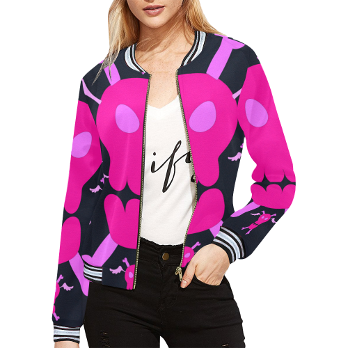 scullss*sweater All Over Print Bomber Jacket for Women (Model H21)