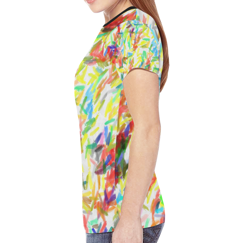 Colorful brush strokes New All Over Print T-shirt for Women (Model T45)