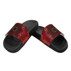 Love and Romance Glittering Ruby and Diamond Heart Women's Slide Sandals (Model 057)