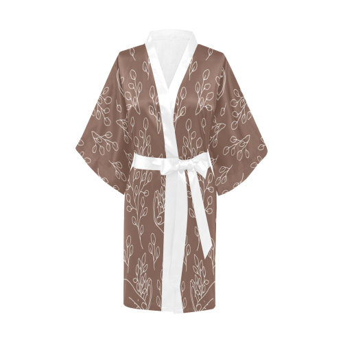 Brown & White Kimono Robe