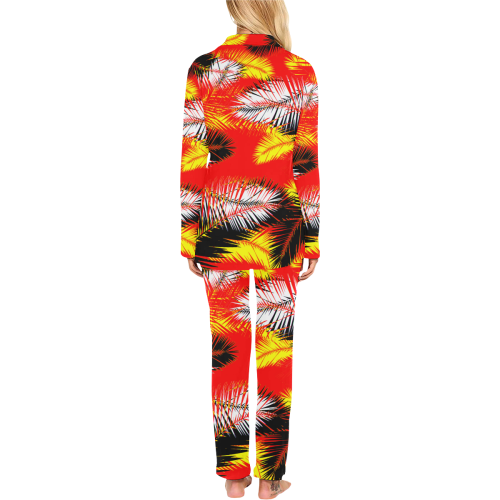 African Style Palm Leaves Design Women's Long Pajama Set