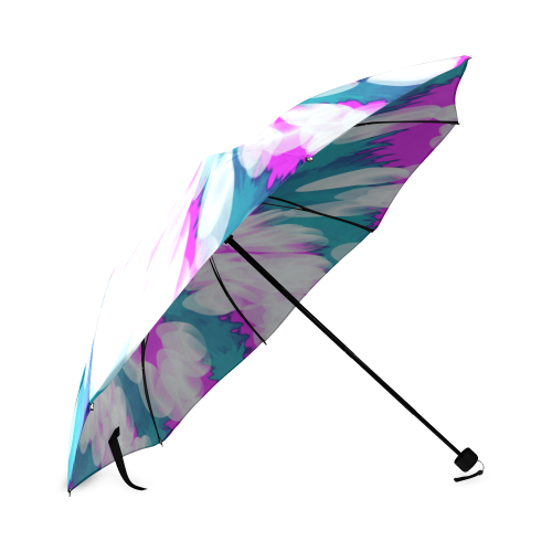 Turquoise Pink Tie Dye Swirl Abstract Foldable Umbrella (Model U01)