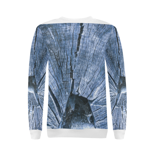 Asymmetric Blue tile tree All Over Print Crewneck Sweatshirt for Women (Model H18)