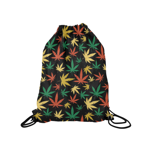 Cannabis Pattern Medium Drawstring Bag Model 1604 (Twin Sides) 13.8"(W) * 18.1"(H)