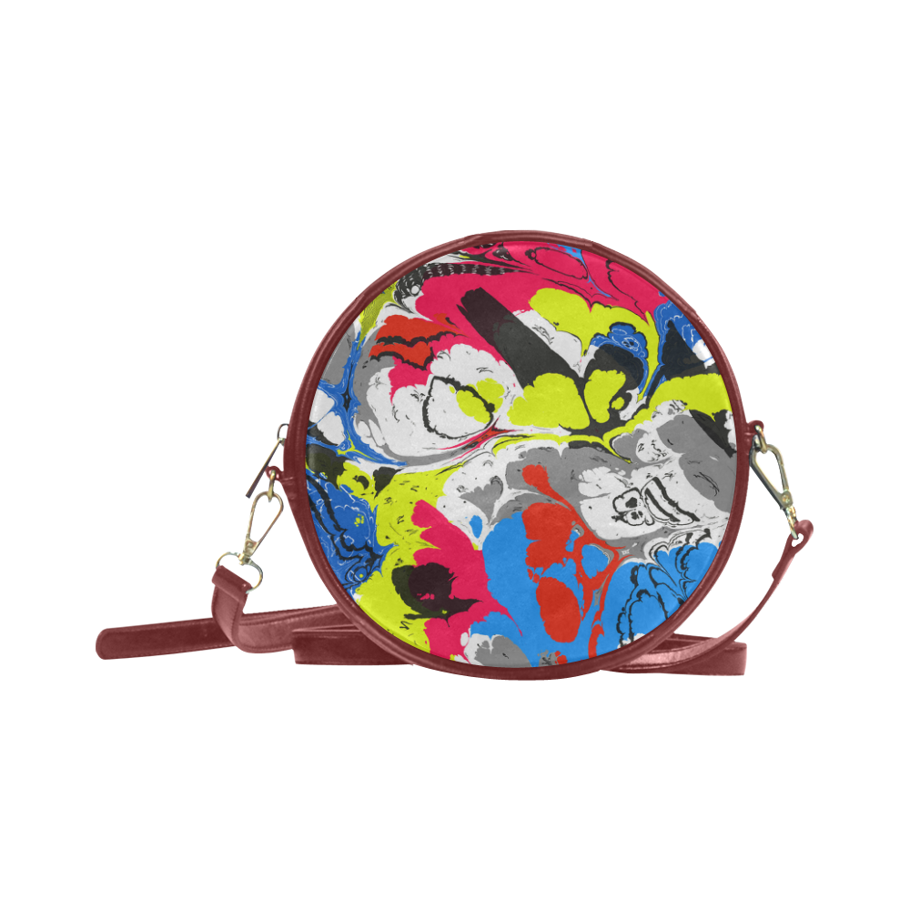 Colorful distorted shapes2 Round Sling Bag (Model 1647)