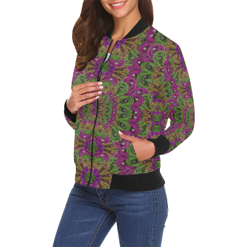 Peacock lace in the nature All Over Print Bomber Jacket for Women (Model H19)