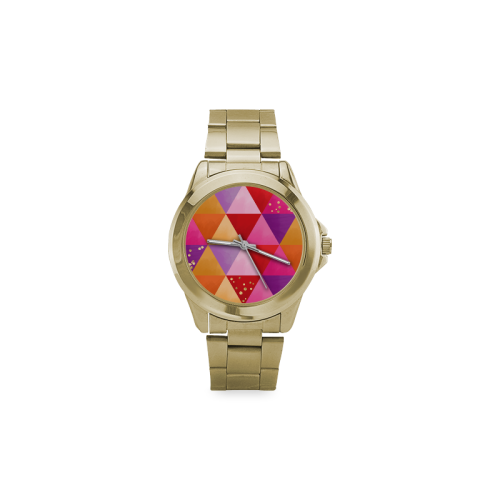 Triangle Pattern - Red Purple Pink Orange Yellow Custom Gilt Watch(Model 101)