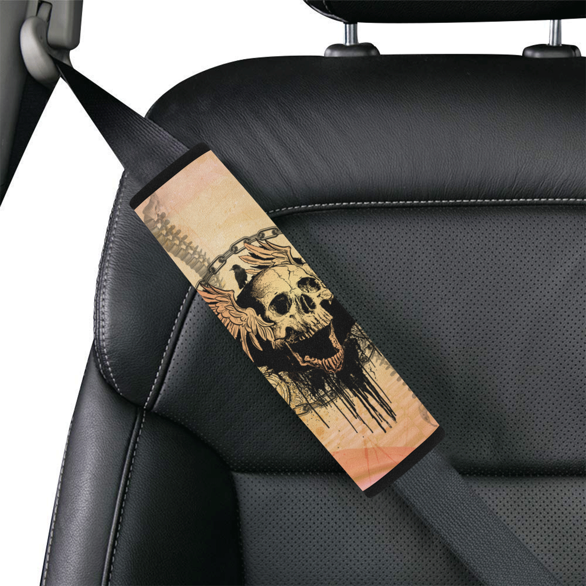 Amazing skull with wings Car Seat Belt Cover 7''x10''
