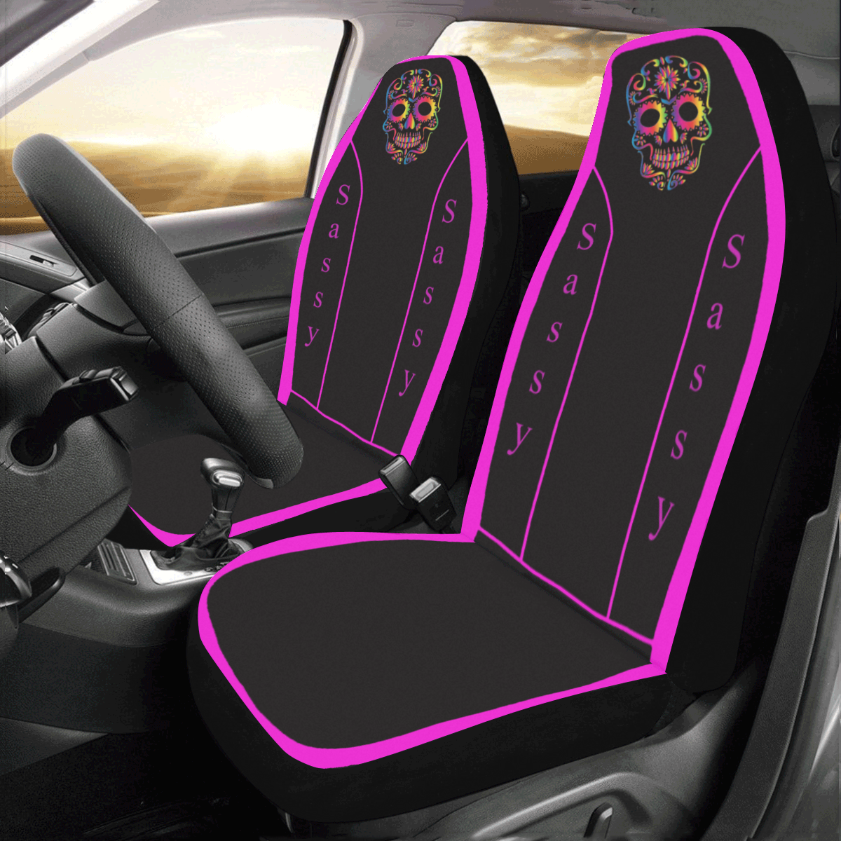 sassy-Sugar-Skull Car Seat Covers (Set of 2)
