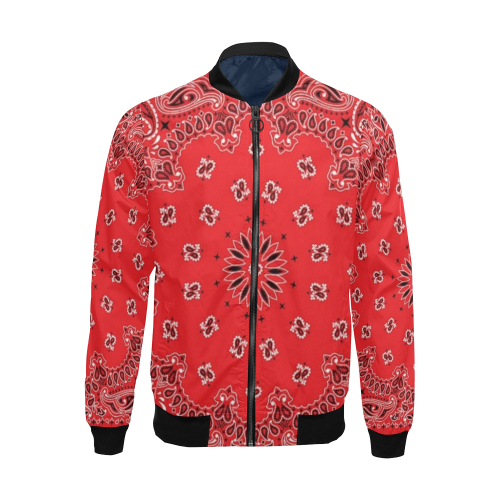 KERCHIEF PATTERN RED All Over Print Bomber Jacket for Men/Large Size (Model H19)