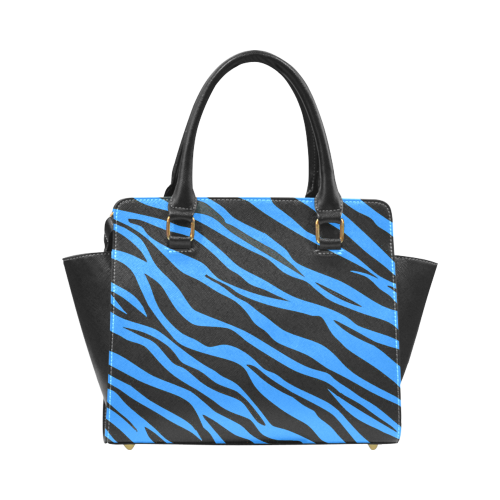 Cobalt Blue Zebra Stripes Rivet Shoulder Handbag (Model 1645)