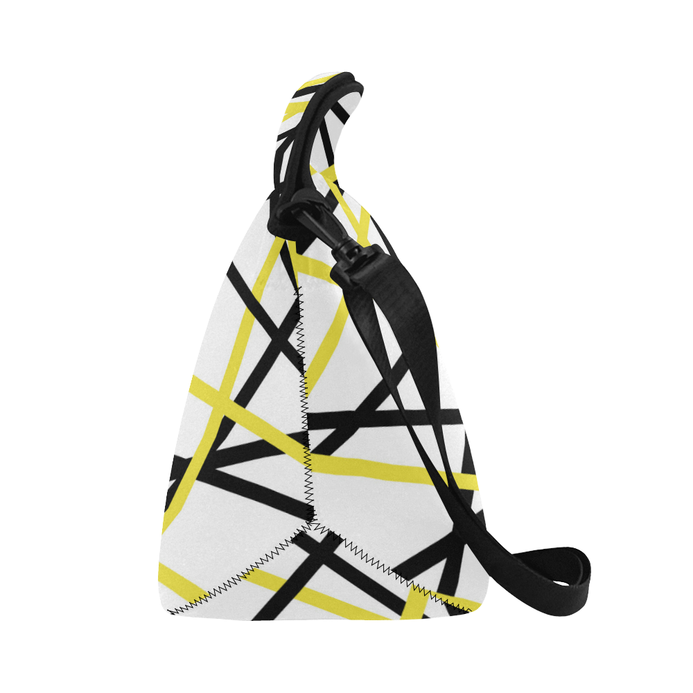 Black and yellow stripes Neoprene Lunch Bag/Large (Model 1669)