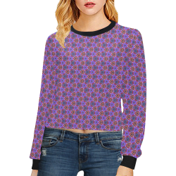 Purple Doodles - Hidden Smiles Crop Pullover Sweatshirts for Women (Model H20)