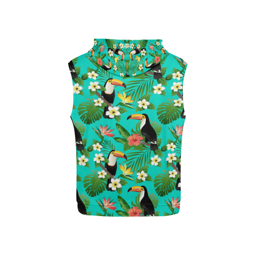 Tropical Summer Toucan Pattern All Over Print Sleeveless Hoodie for Kid (Model H15)
