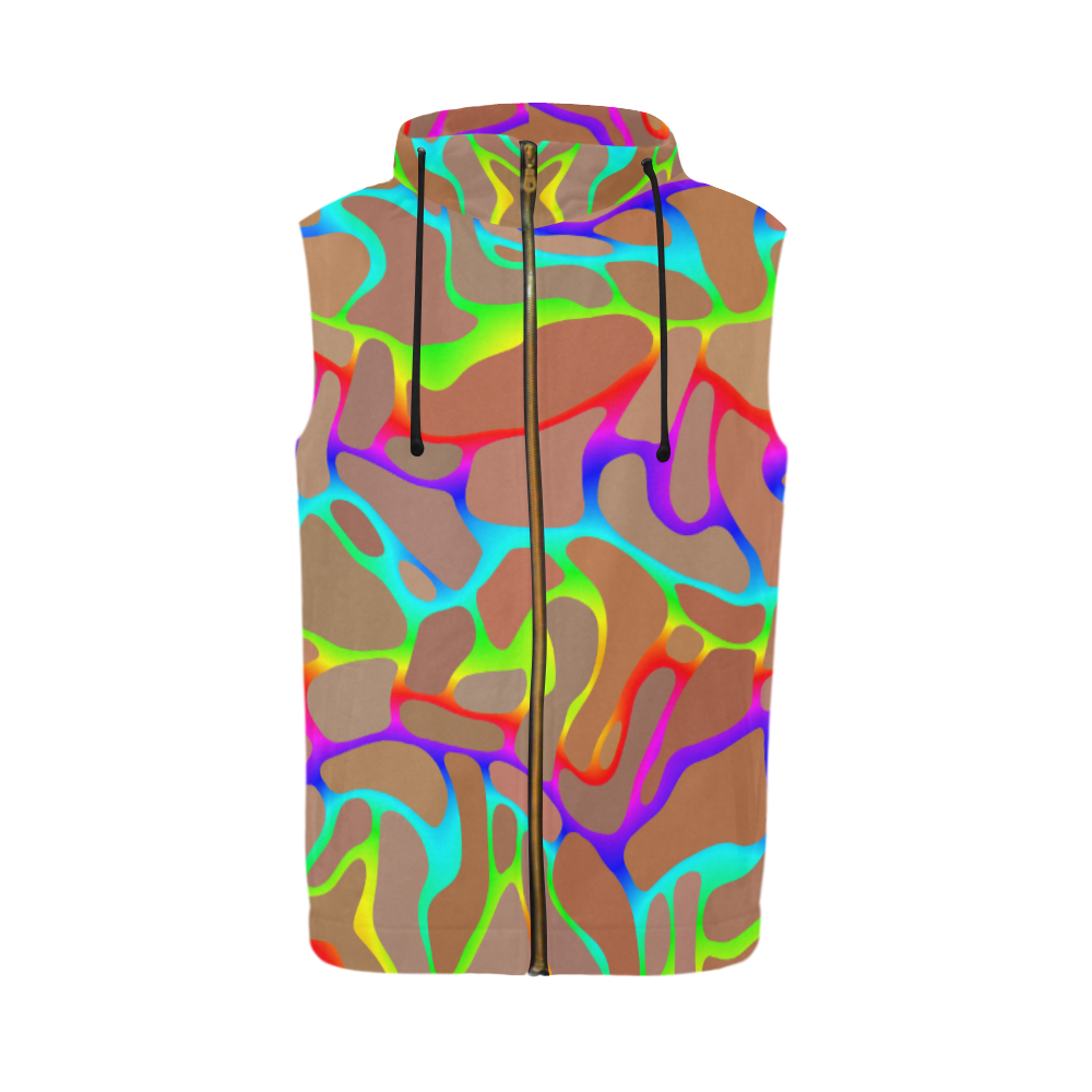 Colorful wavy shapes All Over Print Sleeveless Zip Up Hoodie for Men (Model H16)