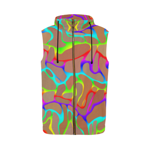 Colorful wavy shapes All Over Print Sleeveless Zip Up Hoodie for Men (Model H16)