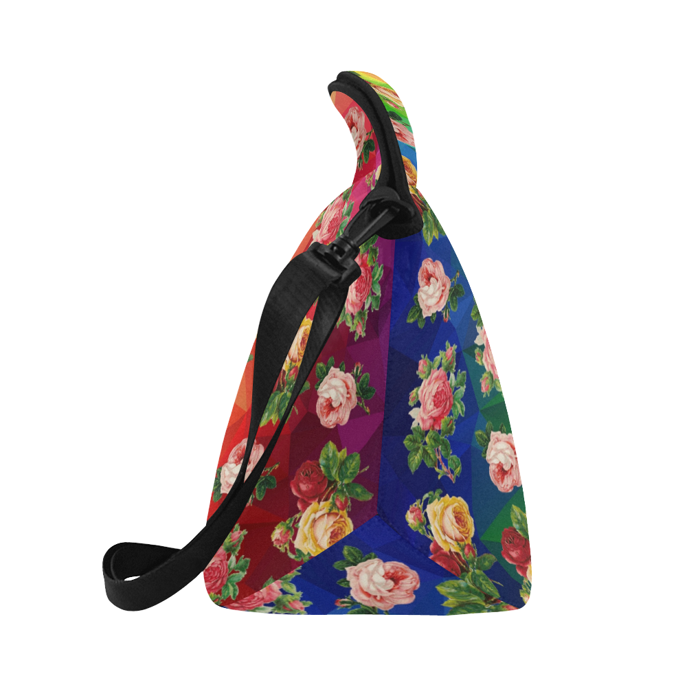 Rainbow Roses with Lovebird Neoprene Lunch Bag/Large (Model 1669)