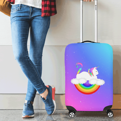 Rainbow Unicorn Cat Luggage Cover/Small 18"-21"