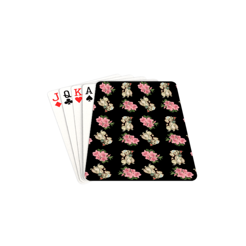 retro dog floral pattern Playing Cards 2.5"x3.5"
