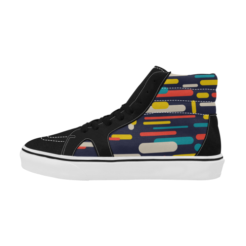 Colorful Rectangles Women's High Top Skateboarding Shoes/Large (Model E001-1)