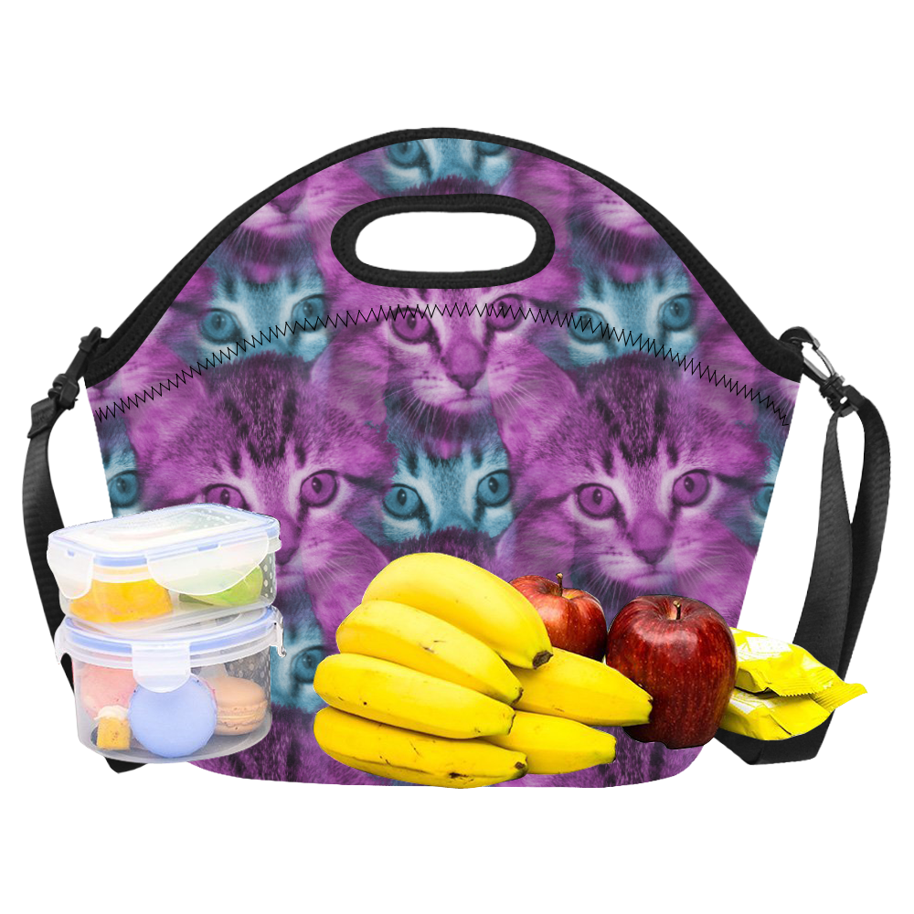 trippy kitten Neoprene Lunch Bag/Large (Model 1669)