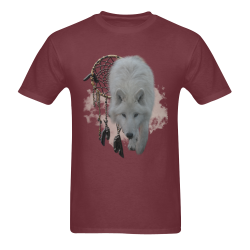White Shaman Wolf with Dreamcatcher Sunny Men's T- shirt (Model T06)