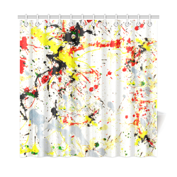 Black, Red, Yellow Paint Splatter Shower Curtain 72"x72"