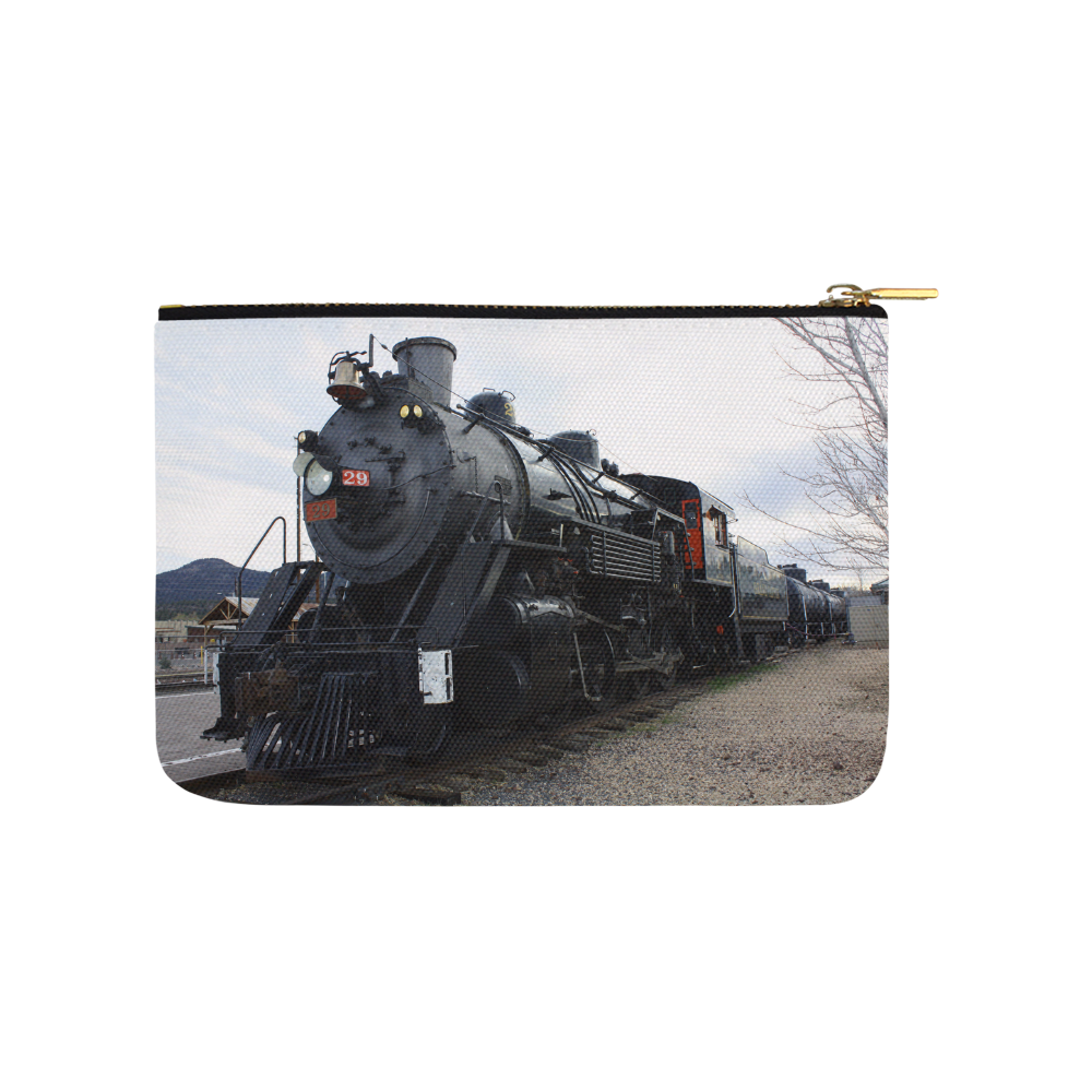 Railroad Vintage Steam Engine on Train Tracks Carry-All Pouch 9.5''x6''