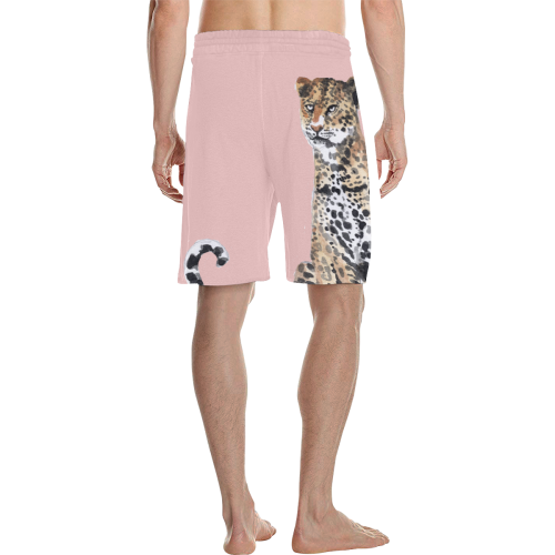 Rodger Leopard on Rose Men's All Over Print Casual Shorts (Model L23)