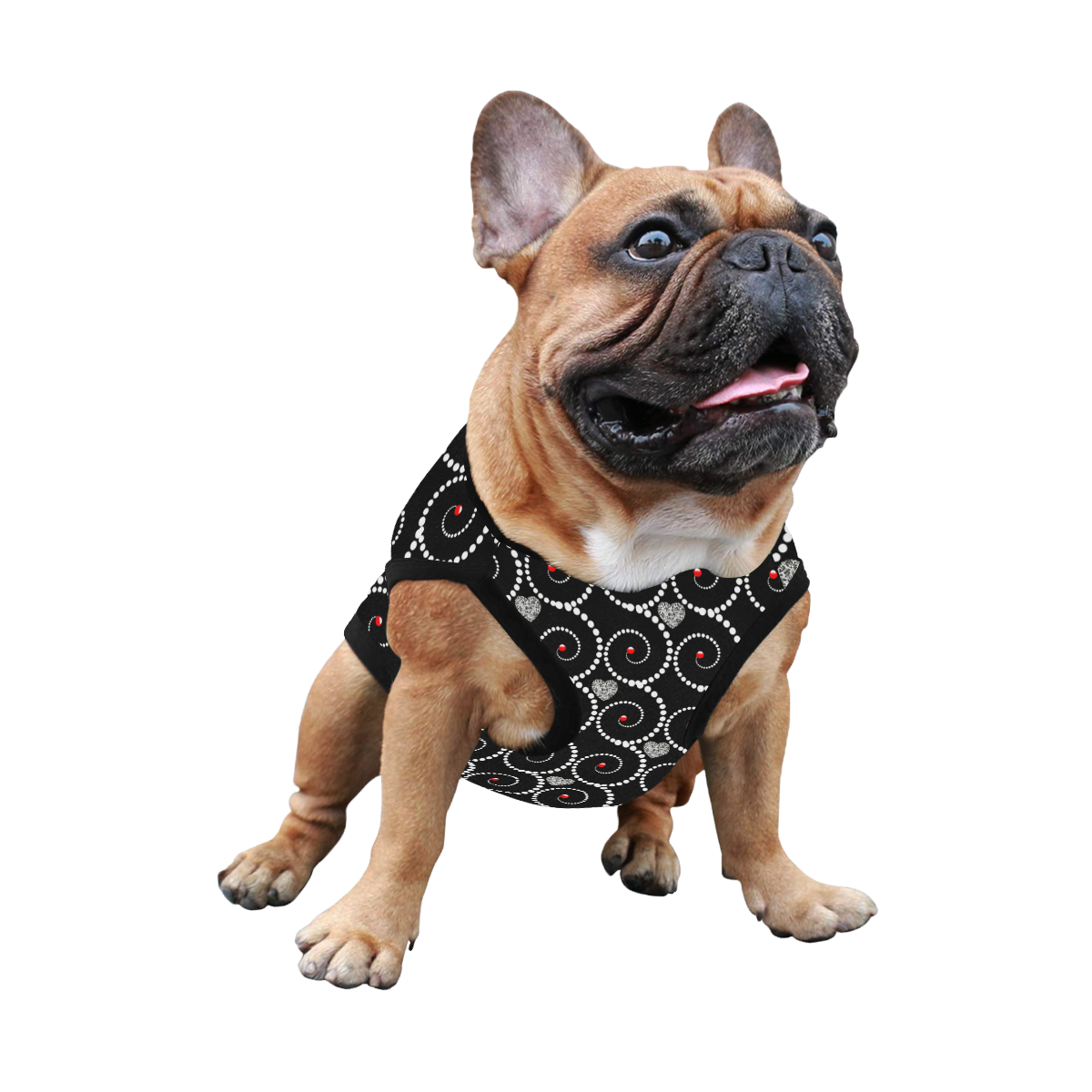 Silver hearts and pearls of white -black dog coat All Over Print Pet Tank Top